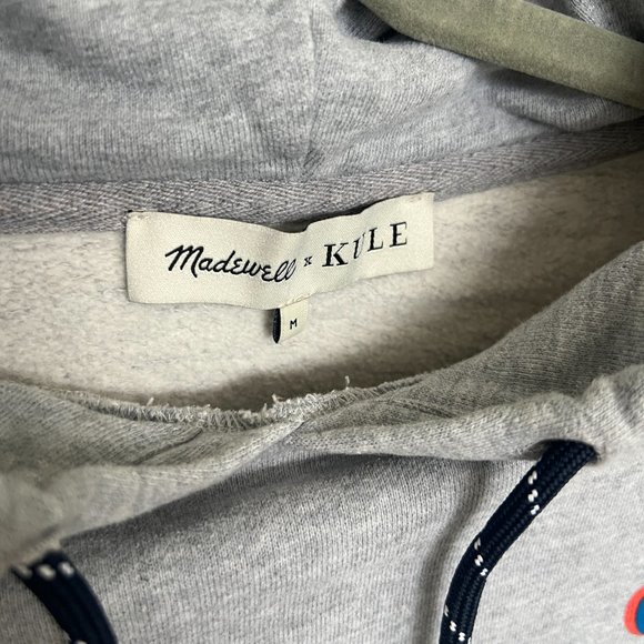 Madewell x Kule O Well Graphic Cropped Hoodie Sweatshirt Gray Size M - Picture 2 of 4
